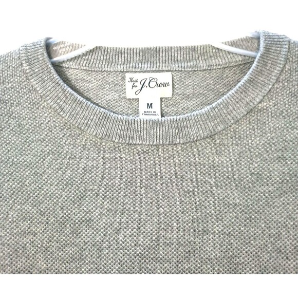 J Crew Mens Cotton Crewneck Sweater Size Medium Light Gray Piqué Stitch BM043 - Picture 6 of 6